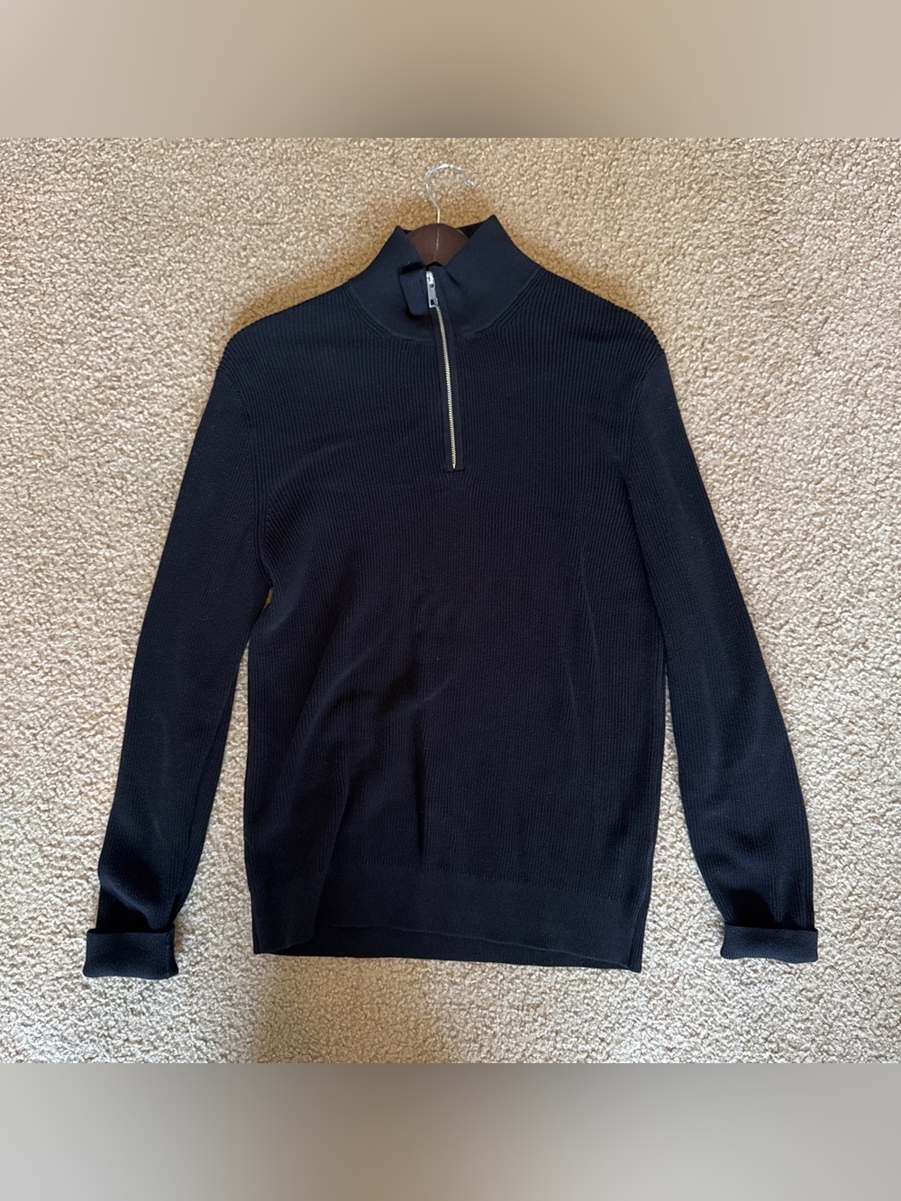 black H&M quarter zip long sleeve top men’s